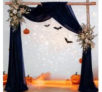 Jimtx Navy Blue Wedding Arch Draping Fabric 29" x 20Ft Sheer Drapes 1 Panel Fabric Gauze Outdoor Curtain for Wedding Party Easter Ceremony Baby Boy Bridal Shower Arch Backdrop Decor