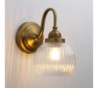 JIMUBEAM 1-Light Gooseneck Wall Light with Clear Ribbed Glass Shade