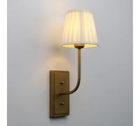 JIMUBEAM Antique Brass 1-Light Wall Light Sconce, Pleated Beige Fabric Shade Wall Lamp, Hardwired Indoor Wall Light for Hallway Bedroom Bedside Nightstand Light
