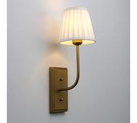 JIMUBEAM Antique Brass 1-Light Wall Light Sconce, Pleated White Fabric Shade Wall Lamp, Hardwired Indoor Wall Light for Hallway Bedroom Bedside Nightstand Light