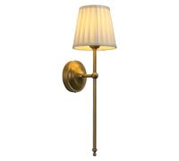 JIMUBEAM Antique Finish Wall Light Sconce Fixture with Pleated Beige Fabric Shade, Vintage Indoor 1-Light Wall Mounted Lamp for Hallway Bedroom Bedside Nightstand Light