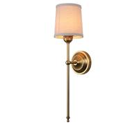 JIMUBEAM Antique Finish Wall Light Sconce Fixture with White Fabric Shade, Vintage Indoor 1-Light Wall Mounted Lamp for Living Room Bedroom Bedside Nightstand Light