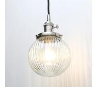 JIMUBEAM Industrial Glass Ceiling Pendant Light, Retro Loft Bar Hanging Lamp Fixture with Ribbed Glass Lampshade for Kitchen Island, Dining Room, Living Room, Hallway, Entryway, Bedroom