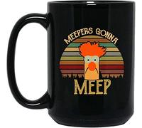Jimxjon THE MUPPET SHOW BEAKER MEEPERS GONN 15 Oz Black Mug Mugs Halloween Mug White Ceramic 11oz Gift for Witches Lover, Horror Parties, Women, Sister, Friend, Her
