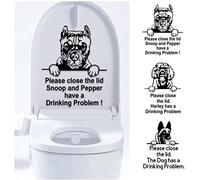 JIMYAO 3 Pcs Toilet Lid Stickers Decals, Please Close The Lid The Dog Has a Drinking Problem Toilet Decal, Detachable Prompt Artifact, Bathroom Signs Sticker, Family and Friends Fun Gift Ideas.
