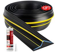 Jin&Bao Universal Garage Door Threshold Seal Strip 12FT Kit, Bottom Waterproof Rubber Weather Stripping Replacement（Yellow, 1 Adhesive）