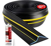 Jin&Bao Universal Garage Door Threshold Seal Strip 16FT, Bottom Weather Stripping Replacement Rubber Waterproof with 1 Black Adhesive