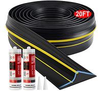 Jin&Bao Universal Garage Door Threshold Seal Strip 20FT Kit, Bottom Waterproof Rubber Weather Stripping Replacement（Yellow, 2 Adhesive）