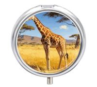 Jin Ye Long Neck Round Pill Box with Mirror 3 Compartment Portable Pill Case for Travel Outdoor Use Cute Small Pill Organizer for Pocket Or Purse