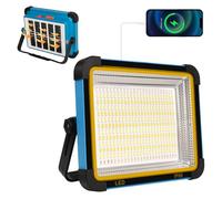 JINABLOSSY LED Construction Spotlight Battery Solar Work Light Portable Tunable 100 W Equivalent 5 Modes Solar Rechargeable LED Work Spotlight Camping Floodlight 10000 mAh for Fishing Emergency