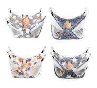 Jinavoty 4 Pcs Small Animal Hammock for Guinea Pig, Ferret & Rat - Double Layer, Soft Hanging Bunk Bed (Cute color)