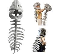 Jinbaoer 3D Wearable Realistic Skeleton Dinosaur Costume, Realistic Dinosaur Skeleton Costume Set Spinosaurus Plush Dino Toy for Indoor Outdoor
