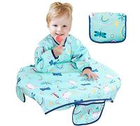JinBei Baby Bibs with Sleeves,Toddler Feeding Bibs Coverall Long Sleeve Baby Apron for Painting,Waterproof Adjustable Wipe Clean Attaches to Highchair Weaning Bibs for Infant 6 Month to 5 Years,Blue