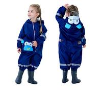 JinBei Boys Puddle Suit for Kids Waterproof Suit All in One Raincoat Lightweight Hooded Portable Breathable Easy to Dry Rainsuit Rainwear for Children Boy 4-6 Years, Navy Blue Monkey Print