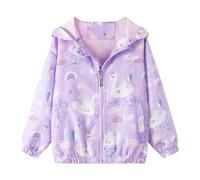JinBei Jacket for Kids, Girls Hooded Coats Outwear, Soft Lining Purple Windproof Sunscreen Lightweight Long Sleeve Zip Up Thin Jackets for Girl 3-4 Years