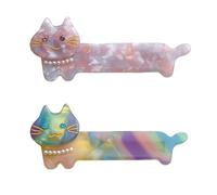 JINBUYAO 2 Pack of Cute Cat Hair Clips Acrylic Rhinestone Cat Side Clip Pearl Decoration Animal Hair Clip Fashion Cat Hair Accessories for Girls