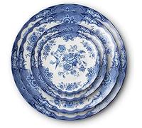 JINCAN Blue and White Porcelain Tableware Ceramic Bone China Tableware Set Christmas Tableware Set Dessert Ceramic Plate Tableware (4PCS Set)