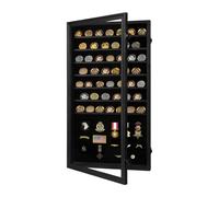 Jinchuan Military Challenge Coin Display Case Lockable Cabinet Holder Shadow Box with Removable 2 Grooves Shelves and Anti Fade Acrylic Glass for Casino Poker Chips Collectibles, Extra Large - Black