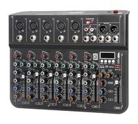 Jindaaudio 7 Channel mixer, DJ Mixer Board with Bluetooth and Usb, Audio Sound Card with Interface Recording and 48V Phantom Power, Sounds Mixer Board with FX Reverb Delay Effect for Streaming