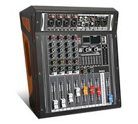 jindaaudio Audio Mixer 4 Channel, DJ Mixer with Power Amplifier, Audio Sound Card with 48V Phantom Power, Usb Audio Interface, Sounds Mixer Board with 99 DSP FX Reverb Delay Effect for Streaming