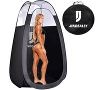 JINDEALLY Large Luxury Spray Tanning Pop Up Tent, 1/3 Clear Black Portable Mobile Tanning Booth, Professional Sunless Tanning Pop Up Spray Booth for Airbrush Art, Makeup and Painting,Black,One Size