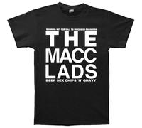 JINDIAOWENJU Macc Lads Beer and Sex and Chips N Gravy 1985 Album Cover T-Shirt L Black