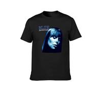 JINDIAOWENJU New Joni Mitchell Blue Canadian Singer Songwriter Unisex 100% Cotton Short-Sleeve T-Shirts Black XXL