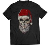 JINDIAOWENJU Santa Skull T-Shirt Shirt Mens Bath Skull Christmas Ugly Sweater Xmas XL Black