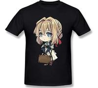 JINDIAOWENJU Violet Evergarden 3D Print Short Sleeve Fashion T Shirt for Men 100% Cotton XXL