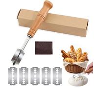 jinduodf Bread Lame & Scoring Blade Tool Set, Sourdough Starter Kit with Dough Cutter & Baker's Knife, Wood Handle Slashing Tool for Artisan Baking, Homemade Bread Making Accessories for Bakers