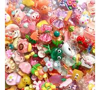 JINDUODUO 120 Pcs Random Slime Charms Bulk DIY Craft Making Resin Making Kit, Resin Flat Back Slime Making Supplies for DIY Scrapbooking Crafts (Translucent Bulk)