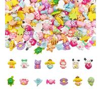JINDUODUO 60 Pcs Flatback Mini Resin Slime Charms Bulk for Nail Art Crafts, Flat Back 3D Mixed for DIY Scrapbooking Crafting (Multicolored)