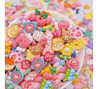 JINDUODUO 60 Pcs Slime Charms Bulk DIY Craft Making Kit, Cute Flat Back Mixed Resin Charms for Crafts (Multicolored)