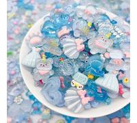 JINDUODUO 60 Pcs Slime Charms Bulk DIY Craft Making Kit, Cute Flat Back Resin Charms for Crafts (Blue)