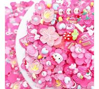 JINDUODUO 60 Pcs Slime Charms Bulk DIY Craft Making Kit, Cute Flat Back Resin Charms for Crafts (Rose red)