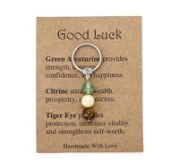 JINERJLKJDS Healing Crystal Keychain Gift,Natural Stone Bead Keychain with Greeting Card Good Luck Gifts for Women, Men and Friend Emotional Support Gemstone Keychains