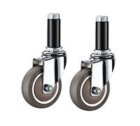 JINFEUGE 2 Pcs Swivel Expanding Stemer Wheels, Heavy-Duty Rubberors with Brakes Optional for Kitchen Prep Tables Trolleys/Swivel/100Mm/4Inch