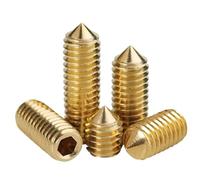 JINFEUGE 20Pcs M3 Brass Headless Screws Hex Hexagon Socket Allen Head Tapered End Tiphine Meter Top Wire Fastening Bolts/4Mm/M3