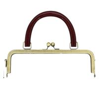 JINFEUGE Alumikiss Clasp 20/25Cm Metal Square Embossed/Smooth Pursees Kiss Clasp Wooden Handle DIY Bags Sewing Brackets Screw Walletework/Coffeesmooth25Cm/1Pc