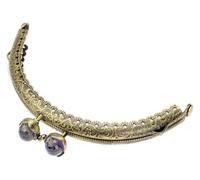 JINFEUGE Alumikiss Clasp，Alumikiss Clasp 10.5Cm Flash Gem Kiss Lock Clasp Bronze Metal Semicircle Embossing Lace Pursee/10.5Cm No.5