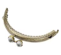 JINFEUGE Alumikiss Clasp，Alumikiss Clasp 10.5Cm Flash Gem Kiss Lock Clasp Bronze Metal Semicircle Embossing Lace Pursee/10.5Cm No.8