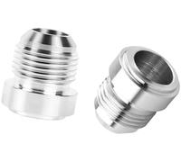 JINFOLI 2Pcs 8An Male Weld on Bung Fitting Aluminum Flare Weldable Fuel, for Tank Fittings 6 an Thread Connector Hose Adapter Oil Coolant Fluid Car Heater Pipe Connector(Black An10)