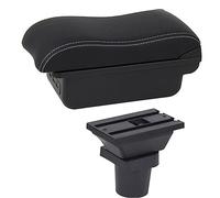 JINFOLI Car Accessories, for, for Aqua Armrest Box Centre Console Storage USB Arm Rest Accessory Car Centre Console Armrest(BLACK C2 White Line)