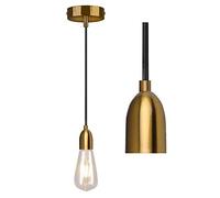 JING Modern Ancient Brass Ceiling Rose,Pendant Light Fitting,Braided Flex E27 Lamp Holder, Suspended Pendant Ceiling Light Fitting -LAN03-Ancient Brass