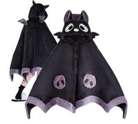 JINGAN Cartoon Bat Wearable Hooded Blanket with Demon Wings - Super Soft Cute Halloween Throw for Kids, Men, Nap Time
