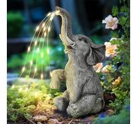 JINGAN Elephant Garden Statue With Solar LED Watering Lights - Decorative Garden Ornament