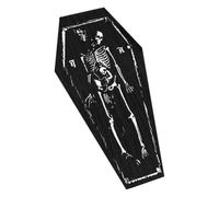 Jingan Halloween Bath Mat | Coffin Shape Skull Print Halloween Rug | Black Gothic Non Slip Halloween Bath Mat | Halloween Rug For Living Room Bathroom Front Door Kitchen