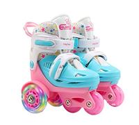 JINGAN Roller Skating Shoes - Straight Row Wheel Skates Size Adjustable | Two Color Optional Skating Shoes Safe and Comfortable Roller Skates for Girls Boys