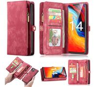 JINGANGYU JGY Pixel 6A Leather Wallet Detachable Magnetic case with Zipper Pocket Card Holder Pixel 6A Full Cover Shockproof Detachable Wallet FILP case for Women Man (Red)