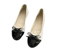 JINGBDO Women'S Ballet Flats Shoes Women'S Flat Shoes Non-Slip Ladies Flats Elegant Bowknot Women'S Single Shoes Mother'S Shoes-Beige-36